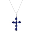 thumbnail image 1 of Galaxy Gold 14K White Gold Sapphire Cross Pendant Necklace - September Birthstone - Truth & Nobility - 16" to 24" - Fine Jewelry for Women, 1 of 1