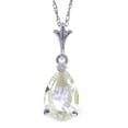 thumbnail image 1 of Galaxy Gold 14K Solid White Gold 20" Necklace with Pear-Shaped Natural White Topaz, 14"-24" Sizes, Symbol of Clarity, 1 of 2