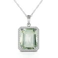 thumbnail image 1 of Galaxy Gold 14K Solid White Gold 22" Necklace with Natural Diamonds and Octagon-Shaped Green Amethyst, 14"-24" Sizes, Symbol of Renewal, 1 of 2