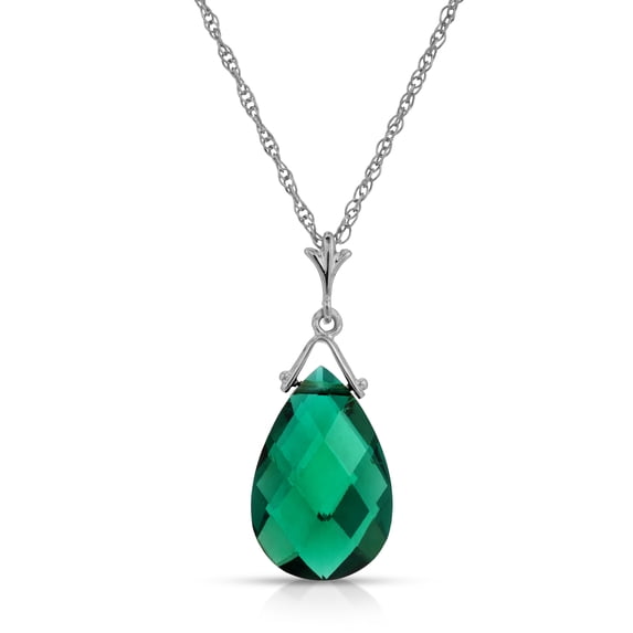 Galaxy Gold 14K Solid Gold Natural Emerald Briolette Necklace for Women - White Gold Fine Jewelry