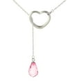 thumbnail image 1 of Galaxy Gold 14K Solid White Gold 24" Open Heart Pendant Necklace with a Genuine Pink Topaz Drop, 14"-24" Sizes, Symbol of Affection, 1 of 3