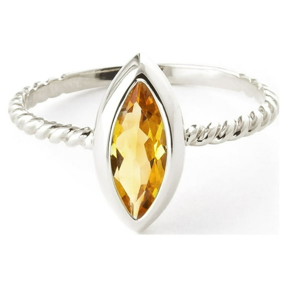 Galaxy Gold 14K White Gold Natural Marquise Citrine Cable Band Ring - November Birthstone - Warmth & Prosperity - Sizes 5.5 to 11 - Fine Jewelry for Women