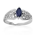 thumbnail image 1 of Galaxy Gold 14K White Gold Natural Marquis-Shaped Sapphire Filigree Solitaire Ring - September Birthstone - Truth & Nobility - Sizes 5.5 to 11 - Fine Jewelry for Women, 1 of 3