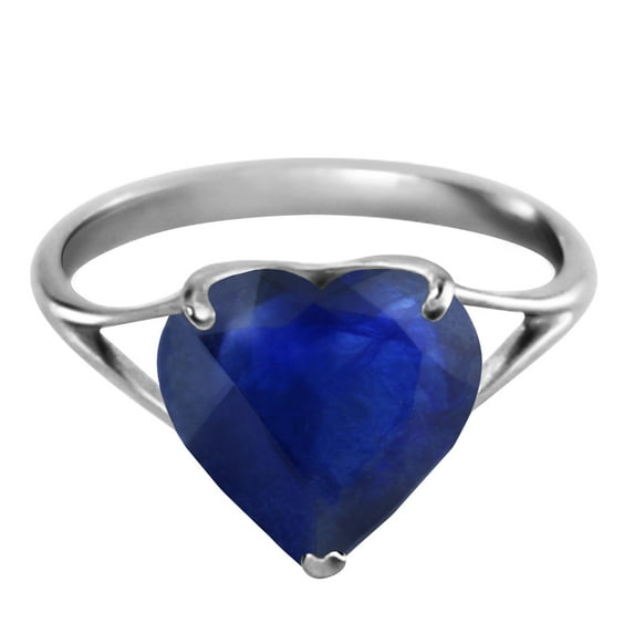Galaxy Gold 14K Solid White Gold Heart Ring with 4.3 Carat Natural 10 mm Heart-Shaped Sapphire, Size 9.0, 5.5-11 Sizes, September Birthstone, Symbol of Wisdom