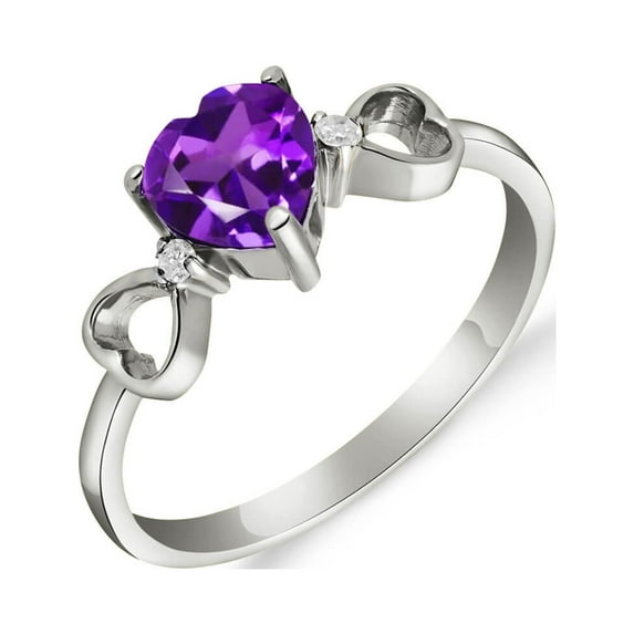Galaxy Gold 14K White Gold Heart-Shaped Amethyst Heart Ring - February Birthstone - Peace & Wisdom - Sizes 5.5 to 11 - Fine Jewelry for Women