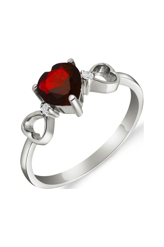 14K White Gold Heart-Shaped Garnet Heart Ring - January Birthstone - Energy & Devotion - Sizes 5.5 to 11 - Fine Jewelry for Women