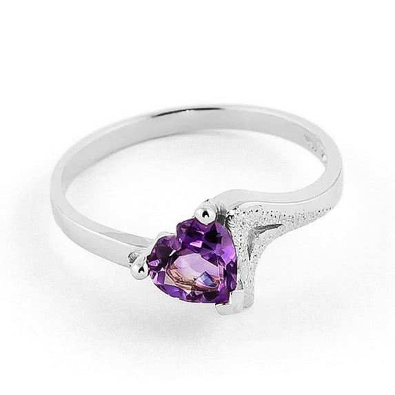 Galaxy Gold 14K Solid Gold Natural Amethyst Heart-Shaped Ring for Women - White Gold Fine Jewelry