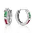 thumbnail image 1 of Galaxy Gold 14K White Gold 1.28 CTW Natural Multi-Gemstone Hoop Earrings - Vibrant Style - Fine Jewelry for Women, 1 of 4
