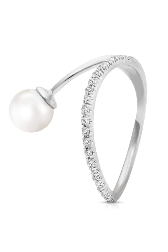 14K Solid White Gold Natural Diamond & Diamond Ring - April Birthstone - Symbol of Eternal Love - Made in USA - Fine Jewelry for Women