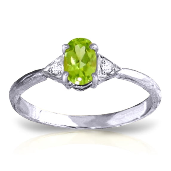 Galaxy Gold 14K Solid Gold 0.46 Carat Natural Diamond Oval Cut Ring for Women - White Gold Fine Jewelry