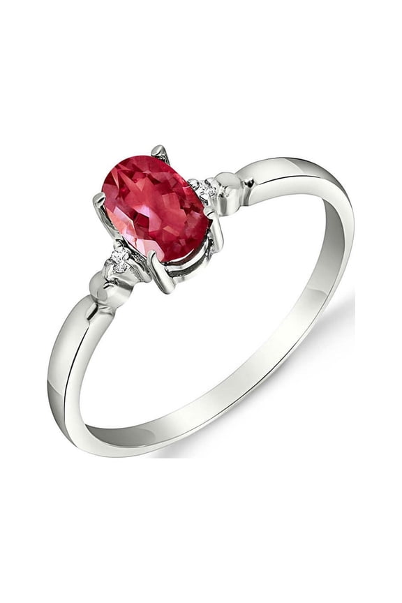 14K Solid White Gold Ring 0.71 ct Diamond Ruby