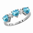 thumbnail image 1 of Galaxy Gold 14K Solid White Gold Ring Triple Heart Design with Natural Diamonds and Natural Blue Topaz 1.95 CTW (10.5), 1 of 2