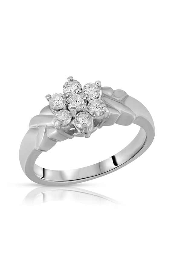 14K Solid White Gold Ring With Natural 0.50 Carats Diamonds (9.0)
