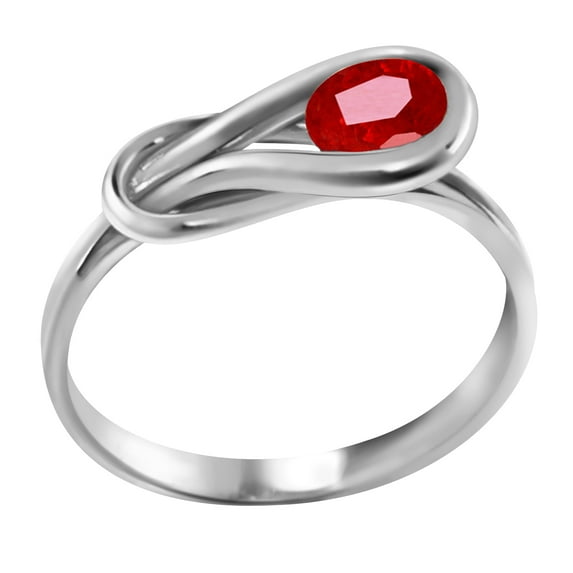 Galaxy Gold 14K Solid Gold 0.65 Carat Natural Ruby Ring for Women - White Gold Fine Jewelry