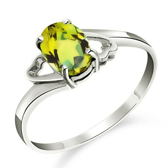 Galaxy Gold 14K White Gold 0.75 Carat Natural Oval-Shaped Peridot Ring - August Birthstone - Abundance & Joy - Sizes 5.5 to 11 - Fine Jewelry for Women
