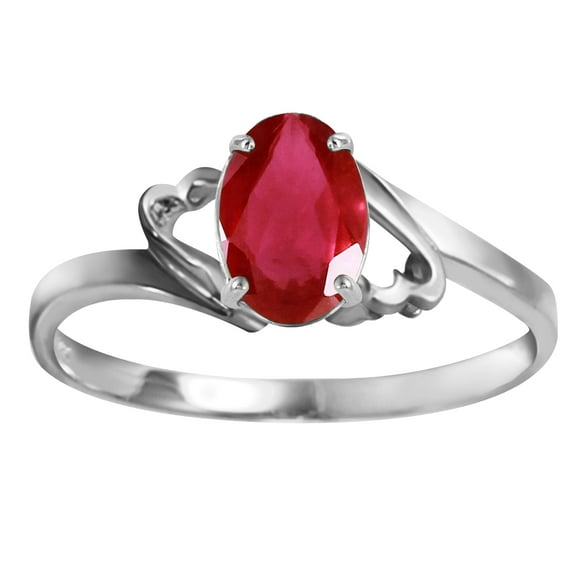 Galaxy Gold GG 14K White Gold 1.15 CT Natural Oval-Shaped Ruby Ring - July Birthstone - Passion & Protection - Sizes 5.5 to 11 - Fine Jewelry for Women