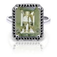 thumbnail image 1 of Galaxy Gold 14K Solid White Gold Ring with Natural Black Diamonds and Green Amethyst, Size 10.5, 5.5-11 Sizes, Symbol of Renewal, 1 of 4