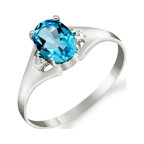 Galaxy Gold 14K White Gold Natural Diamonds and Blue Topaz Ring - December Birthstone - Courage & Clarity - Sizes 5.5 to 11 - Fine Jewelry for Women
