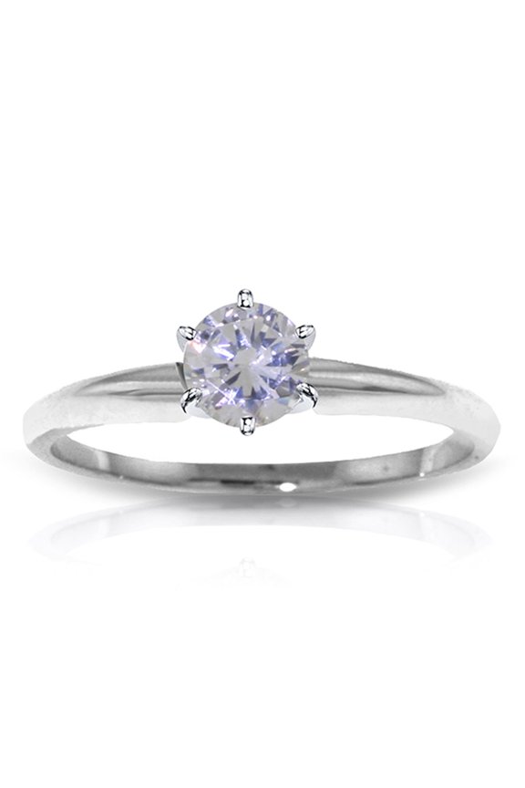 14K Solid White Gold Solitaire Ring with 0.35 CT Natural Diamond, Size 11, 5.5-11 Sizes, April Birthstone, Symbol of Radiance