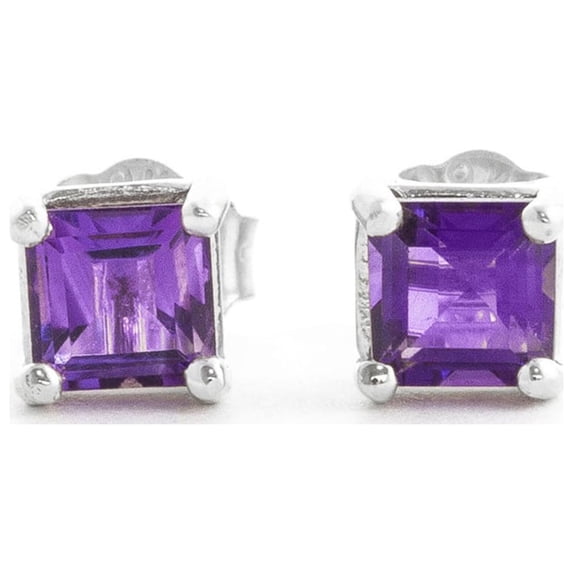 Galaxy Gold 14K White Gold 0.65 Carat Natural Amethyst Stud Earrings - February Birthstone - Peace & Wisdom - Fine Jewelry for Women