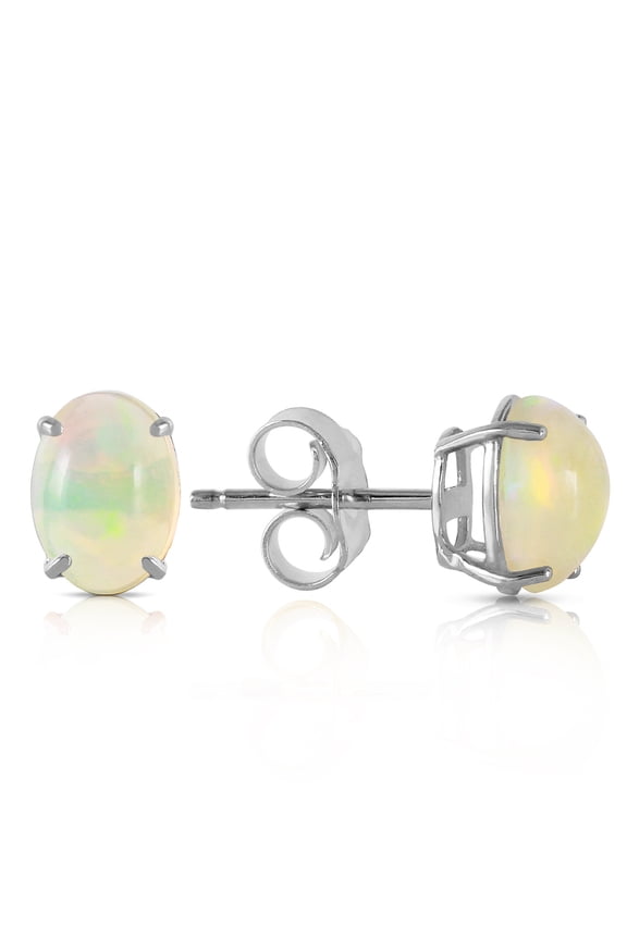 14K White Gold 0.90 CTW Natural Opals Stud Earrings - October Birthstone - Inspiration - Fine Jewelry for Women