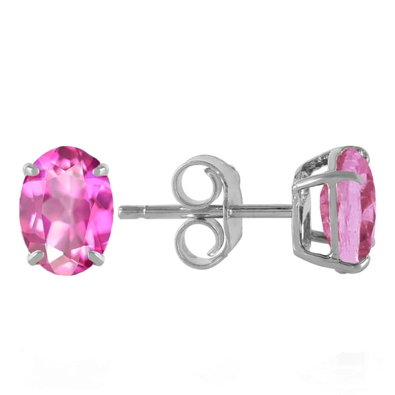 Galaxy Gold GG 14K White Gold 1.8 CTW Natural Pink Topaz Stud Earrings - October Birthstone - Hope & Creativity - Fine Jewelry for Women