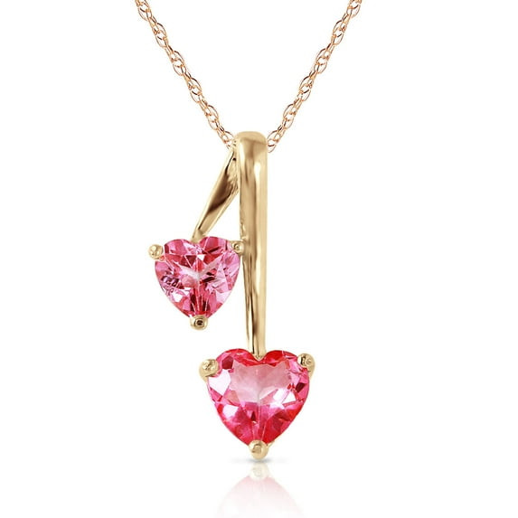 Galaxy Gold 14K Yellow Gold Pink Topaz and Peridot Heart Necklace - August Birthstone - Hope & Creativity - 16" to 24" - Fine Jewelry for Women