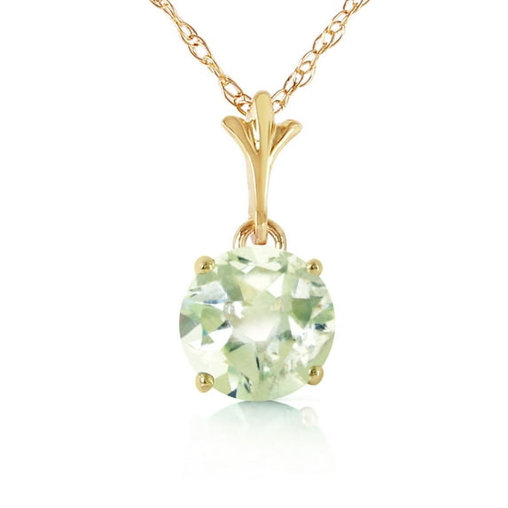 Galaxy Gold 14K Solid Yellow Gold 14" Necklace with 1.15 Carat 1.15 Carat Natural Green Amethyst, 14"-24" Sizes, Symbol of Renewal