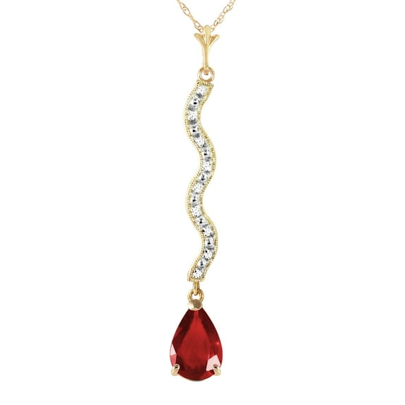 Galaxy Gold 14K Solid Yellow Gold 14" Necklace with 1.79 CTW 1.79 CTW Natural Diamonds and Ruby, 14"-24" Sizes, July Birthstone, Symbol of Passion