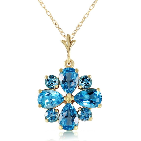 Galaxy Gold 14K Solid Yellow Gold 14" Necklace with 2.43 Carat Natural Blue Topaz, 14"-24" Sizes, December Birthstone, Symbol of Calm