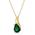 thumbnail image 1 of Galaxy Gold 14K Solid Yellow Gold 16" Necklace with Natural Diamonds and Lab-Grown Pear Shape Emerald, 14"-24" Sizes, May Birthstone, Symbol of Renewal, 1 of 6