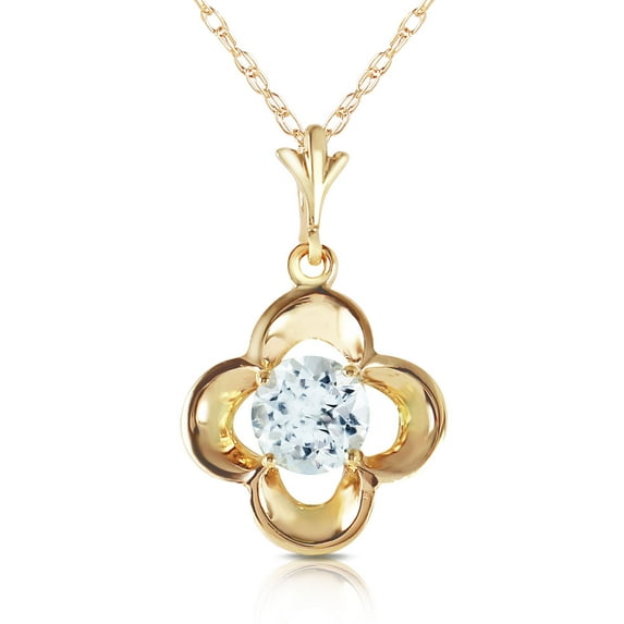 Galaxy Gold 14K Solid Yellow Gold 16" Necklace with Natural Aquamarine, 14"-24" Sizes, March Birthstone, Symbol of Serenity