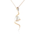 thumbnail image 1 of Galaxy Gold 14K Solid Yellow Gold 16" Snake Necklace with 4.03 CT Natural Diamonds and a Pear-Shaped Natural Pearl Drop, 14"-24" Sizes, June Birthstone, Symbol of Elegance, 1 of 3