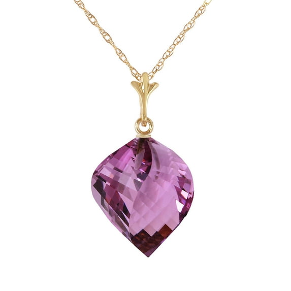 Galaxy Gold 14K Yellow Gold 10.75 Carat Amethyst Pendant Necklace - February Birthstone - Peace & Wisdom - 16" to 24" - Fine Jewelry for Women