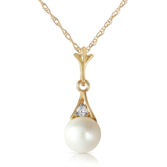 Galaxy Gold 14K Yellow Gold Natural Diamonds and Pearl Pendant Necklace - June Birthstone - Balance & Intuition - 16" to 24" - Fine Jewelry for Women