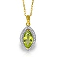 thumbnail image 1 of Galaxy Gold 14K Solid Yellow Gold 18" Necklace with Natural Diamonds and a Marquise-Shaped Peridot, 14"-24" Sizes, August Birthstone, Symbol of Renewal, 1 of 7