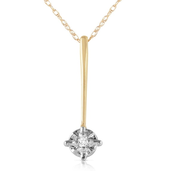 Galaxy Gold 14K Solid Gold 0.03 Carat Natural Diamond Necklace for Women - Yellow Gold Fine Jewelry