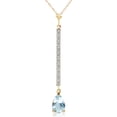 thumbnail image 1 of Galaxy Gold 14K Solid Gold 1.8 Carat Natural Diamond & Aquamarine Necklace for Women - Yellow Gold Fine Jewelry, 1 of 3
