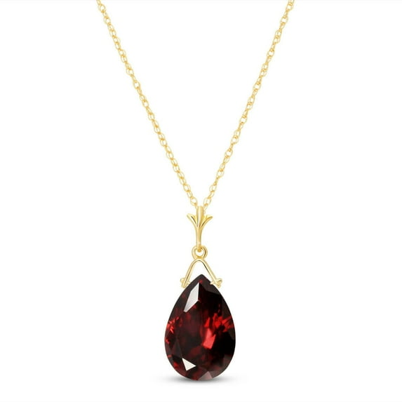 Galaxy Gold 14K Solid Gold Natural Garnet Pendant Necklace for Women - Yellow Gold Fine Jewelry