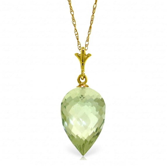 Galaxy Gold 14K Solid Gold Natural Green Amethyst Pendant Necklace for Women - Yellow Gold Fine Jewelry