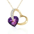 thumbnail image 1 of Galaxy Gold 14K Solid Yellow Gold 20" Heart Necklace with Natural Diamonds and Amethyst, 14"-24" Sizes, February Birthstone, Symbol of Serenity, 1 of 3