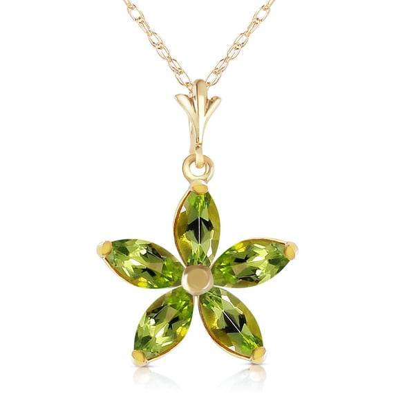Galaxy Gold 14K Solid Yellow Gold 20" Station Necklace with Natural Peridots, 14"-24" Sizes, August Birthstone, Symbol of Renewal