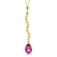 thumbnail image 1 of Galaxy Gold 14K Solid Gold 1.79 Carat Natural Diamond & Pink Topaz Pear Drop Necklace for Women - Yellow Gold Fine Jewelry, 1 of 2