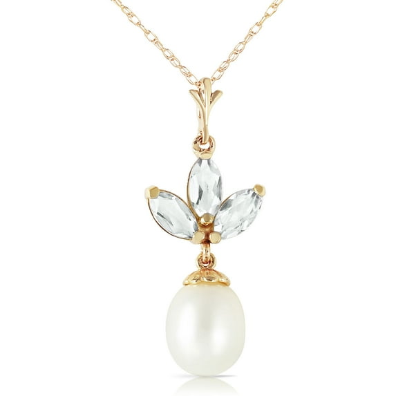 Galaxy Gold 14K Solid Gold Natural Green Amethyst Necklace for Women - Yellow Gold Fine Jewelry