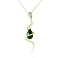 thumbnail image 1 of Galaxy Gold 14K Solid Yellow Gold 22" Snake Necklace with Natural Diamonds and a Dangling Dyed Green Sapphire Drop, 14"-24" Sizes, Symbol of Growth, 1 of 3