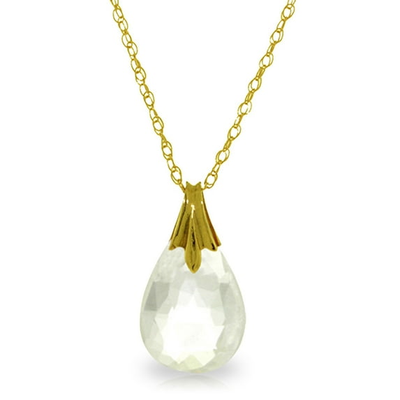 Galaxy Gold 14K Solid Yellow Gold 22" Station Necklace with Natural Briolette White Topaz, 14"-24" Sizes, Symbol of Clarity