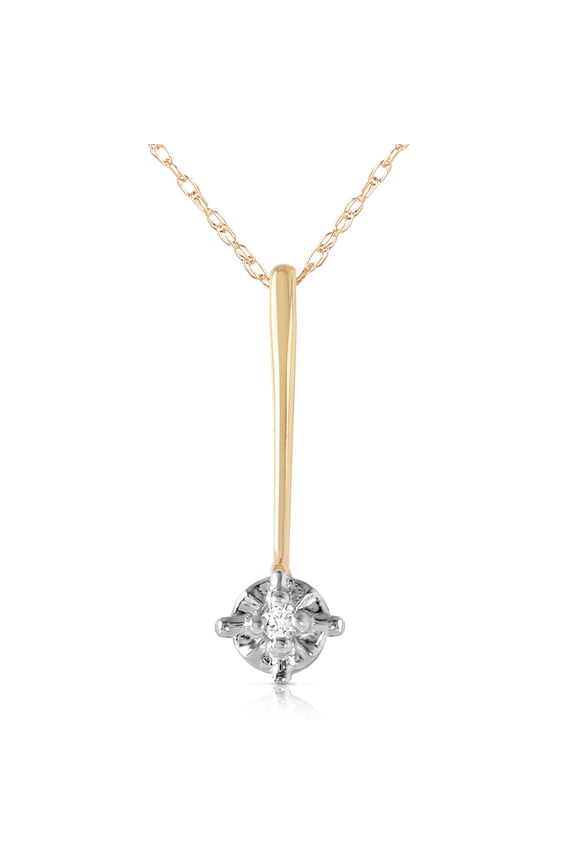 14K Solid Yellow Gold 24" Necklace with 0.03 Carat Natural Diamond Accent, 14"-24" Sizes, April Birthstone, Symbol of Eternal Love