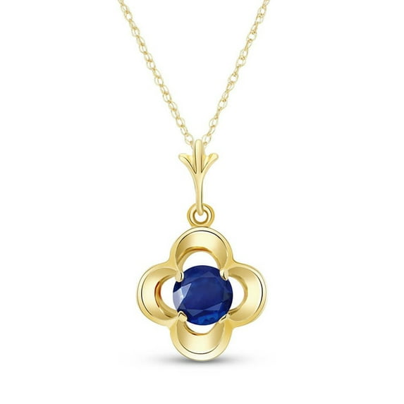 Galaxy Gold 14K Solid Yellow Gold 24" Necklace with Natural Sapphire, 14"-24" Sizes, September Birthstone, Symbol of Wisdom