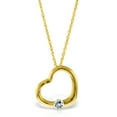 thumbnail image 1 of Galaxy Gold 14K Solid Yellow Gold 24" Open Heart Pendant Necklace with a Genuine Aquamarine Drop, 14"-24" Sizes, March Birthstone, Symbol of Serenity, 1 of 2