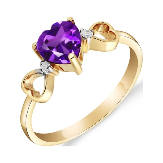 Galaxy Gold 14K Yellow Gold Heart-Shaped Amethyst Heart Ring - February Birthstone - Peace & Wisdom - Sizes 5.5 to 11 - Fine Jewelry for Women